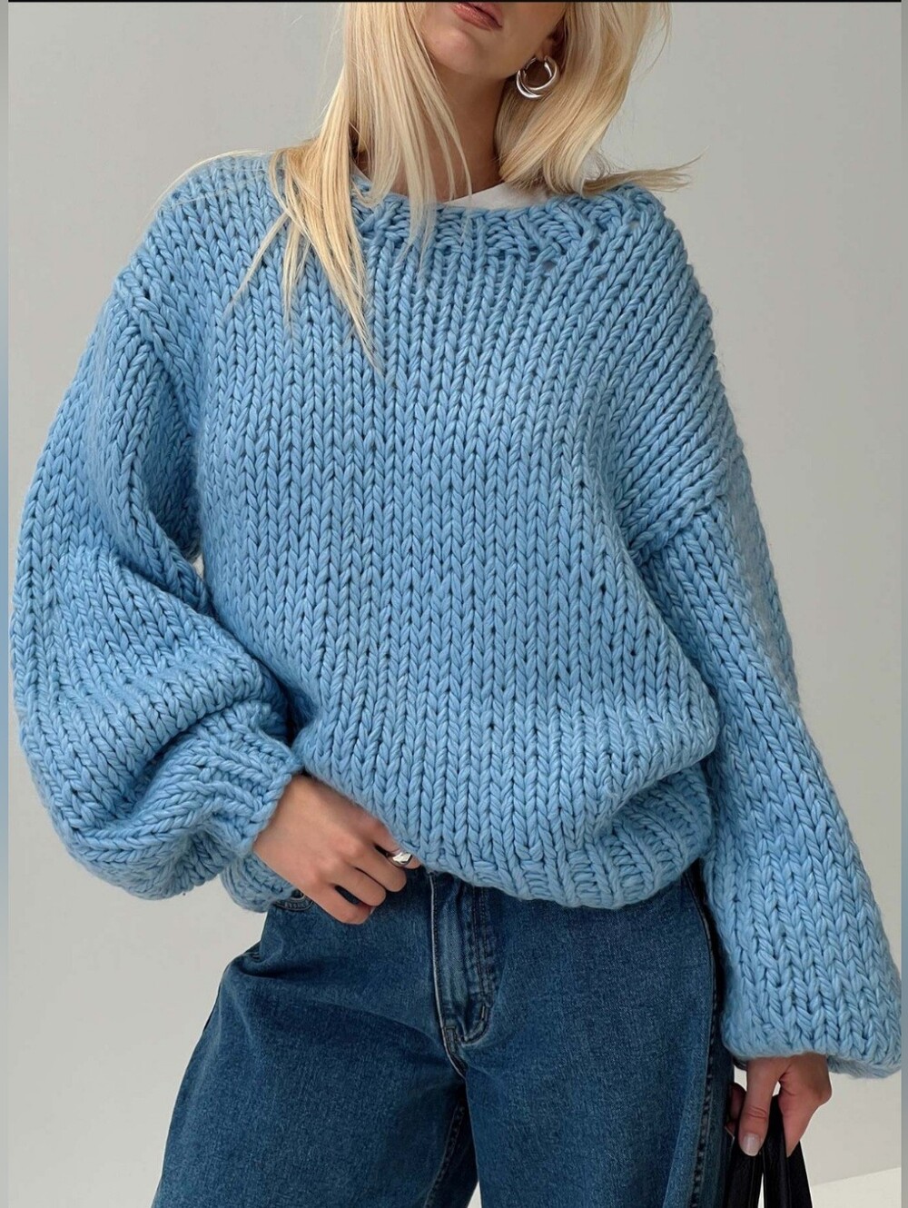 Princess Polly Arrowtown Hand Knit Sweater Blue Women's Size Large / XL